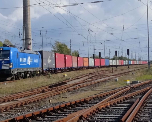 Containerzuglinie zwischen Mukran und Rotterdam